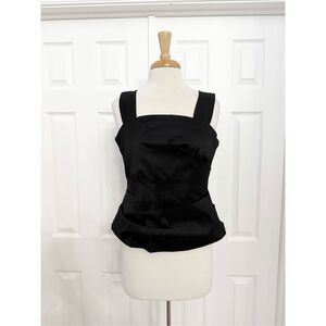 Talbot‎ Runhof Pret Sleeveless Pleated Square Neck Top Blouse Black Size 16